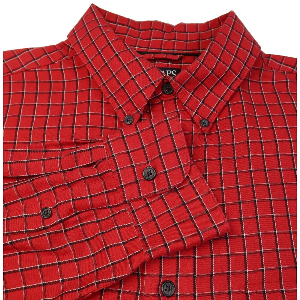 CHAPS Long Sleeve Button Down Shirt Mens Size Medium Red Plaid Cotton Blend